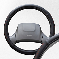 Оплетка SKYWAY Art-1 L (390-410мм) Черная экокожа